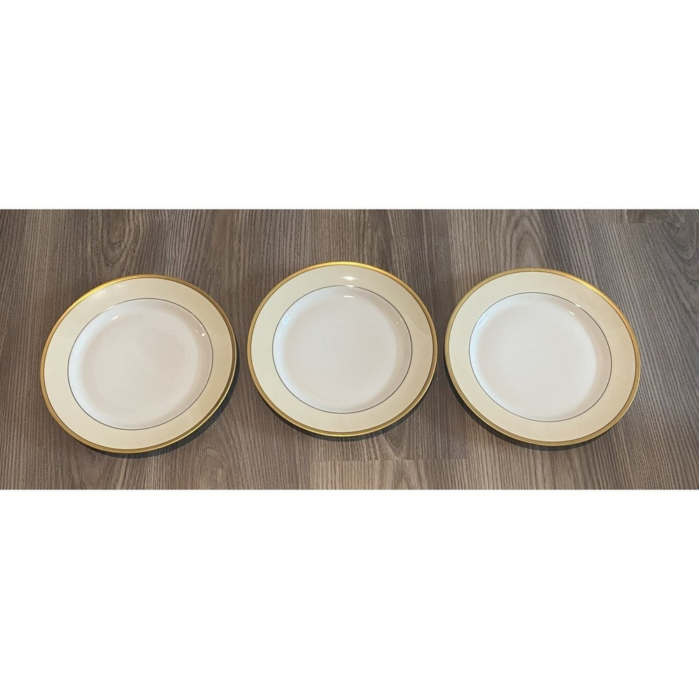 H & C Heinrich & Co Selb Bavaria Gold and Black Trim Salad Plate 3 Piece Set